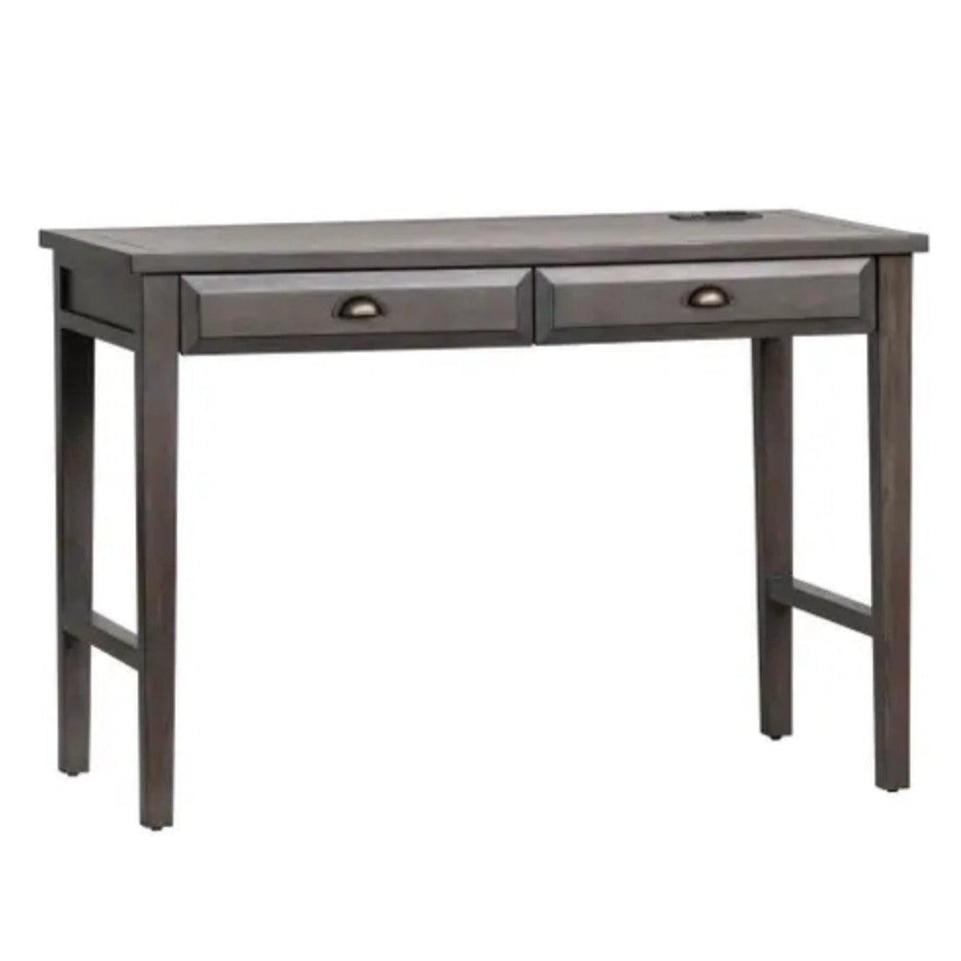 Crestview Collection Hawthorne Estate 44" x 22" x 30" 2-Drawer Rustic Wood Pine Accent Desk with USB Power In Gray Wash Finish - CVFVR8158