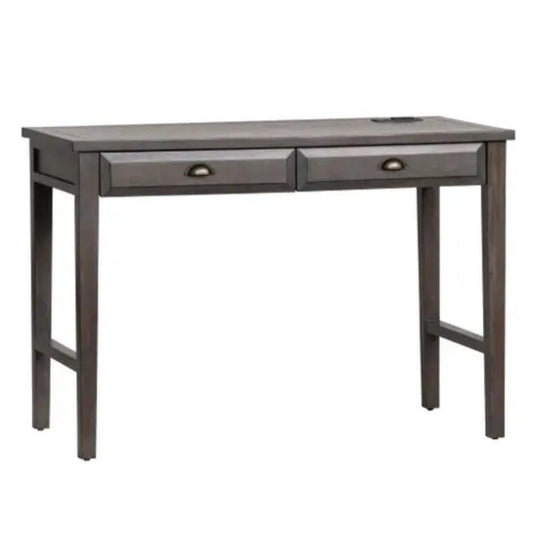 Crestview Collection Hawthorne Estate 44" x 22" x 30" 2-Drawer Rustic Wood Pine Accent Desk with USB Power In Gray Wash Finish - CVFVR8158