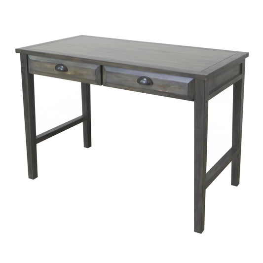 Crestview Collection Hawthorne Estate 44" x 22" x 30" 2-Drawer Rustic Wood Pine Accent Desk with USB Power In Gray Wash Finish - CVFVR8158