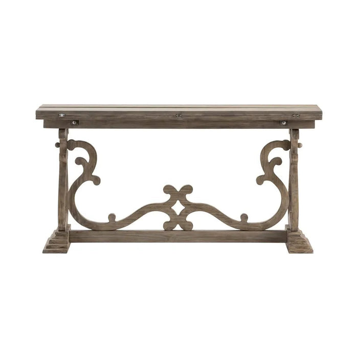 Crestview Collection Hawthorne Estate 60" x 32" x 30" Traditional Wood Flip-Out Console Table In Brushed Gray Finish - CVFVR8004