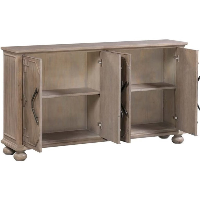 Crestview Collection Hawthorne Estate 62" x 14" x 35" 4-Door Traditional Brown Wood Raised Molding Sideboard - CVFVR8008