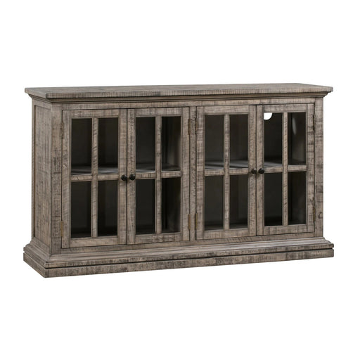 Crestview Collection Hawthorne Estate 62" x 18" x 36" 4-Door Rustic Wood Windowpane Sideboard In Driftwood Finish - CVFVR8049