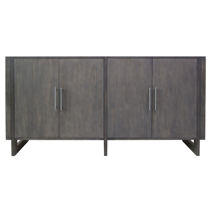 Crestview Collection Hawthorne Estate 72" x 16" x 36" 4-Door 2-Tone Transitional Gray Wash Wood Inset Wood Frame Sideboard - CVFVR8157