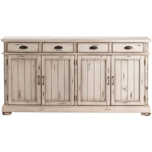 Crestview Collection Hawthorne Estate 72" x 17" x 37" 4-Drawer 4-Door Traditional Wood Sideboard In Distressed White Finish - CVFVR8056