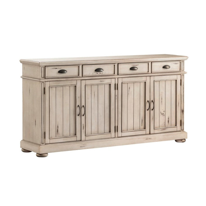 Crestview Collection Hawthorne Estate 72" x 17" x 37" 4-Drawer 4-Door Traditional Wood Sideboard In Distressed White Finish - CVFVR8056