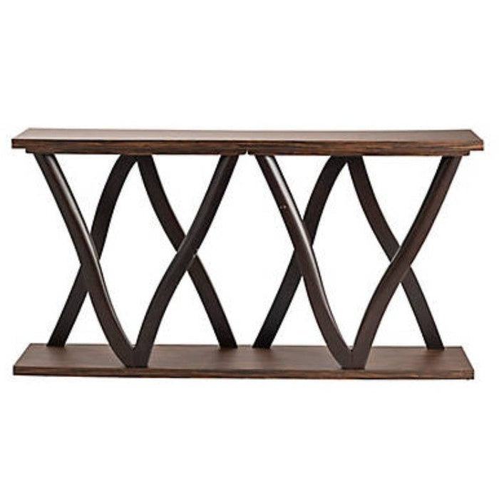 Crestview Collection Hawthorne Estate 72" x 17" x 37" Transitional Zebrawood Shaped Leg Console In Dark Brown Finish - CVFVR8155