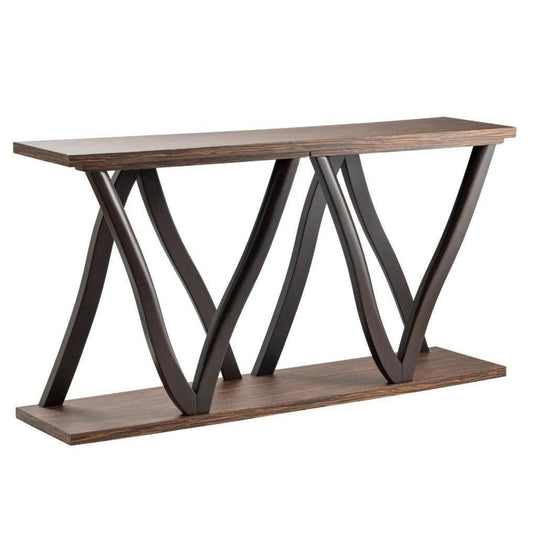 Crestview Collection Hawthorne Estate 72" x 17" x 37" Transitional Zebrawood Shaped Leg Console In Dark Brown Finish -