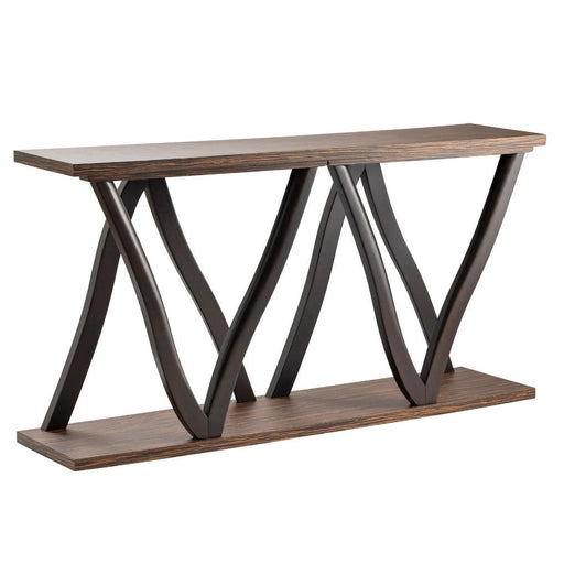 Crestview Collection Hawthorne Estate 72" x 17" x 37" Transitional Zebrawood Shaped Leg Console In Dark Brown Finish - CVFVR8155