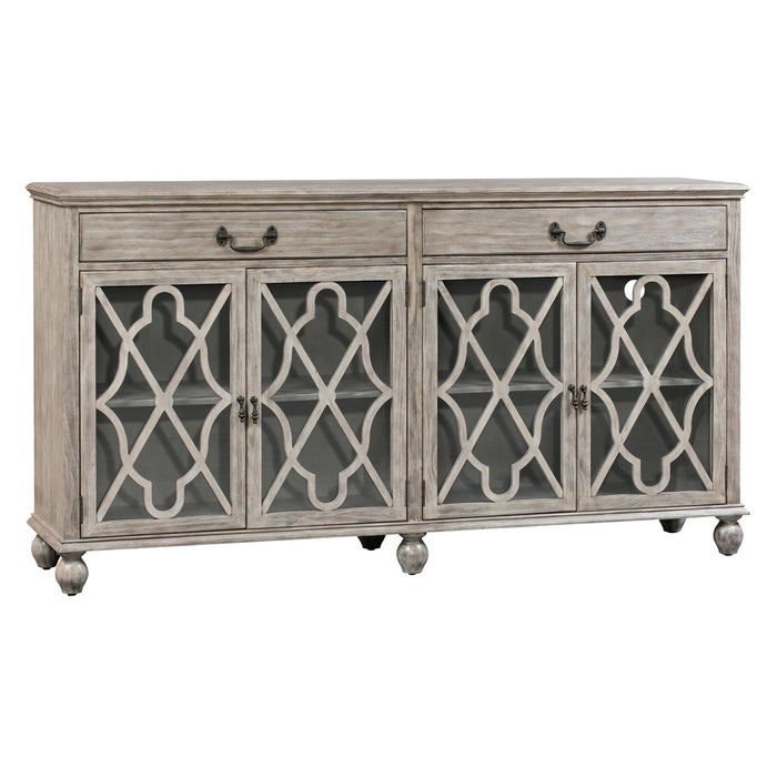 Crestview Collection Hawthorne Estate 72" x 18" x 39" 2-Drawer 4-Door Traditional Gray Wood Fretwork Sideboard - CVFVR8015