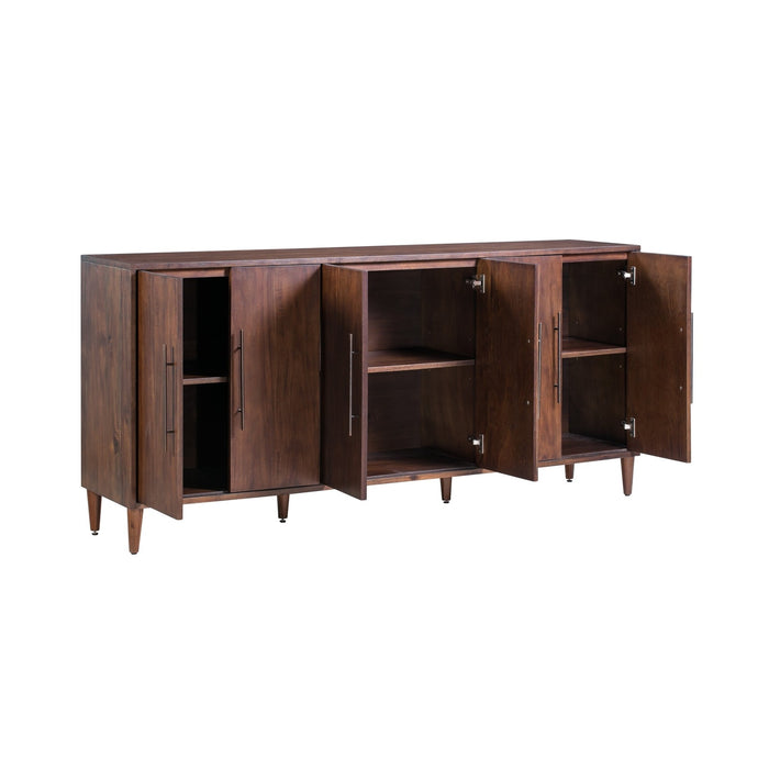 Crestview Collection Hawthorne Estate 74" x 16" x 34" 6-Door Traditional Brown Wood Parkway Pine Sideboard - CVFZR2175