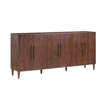 Crestview Collection Hawthorne Estate 74" x 16" x 34" 6-Door Traditional Brown Wood Parkway Pine Sideboard - CVFVR8138