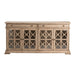 Crestview Collection Hawthorne Estate 76" x 17" x 37" 2-Drawer 4-Door Traditional Wood Fretwork Sideboard In Brushed Wheat Finish - CVFVR8052