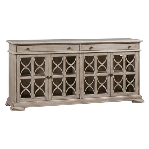 Crestview Collection Hawthorne Estate 76" x 17" x 37" 2-Drawer 4-Door Traditional Wood Fretwork Sideboard In Brushed Wheat Finish - CVFVR8052