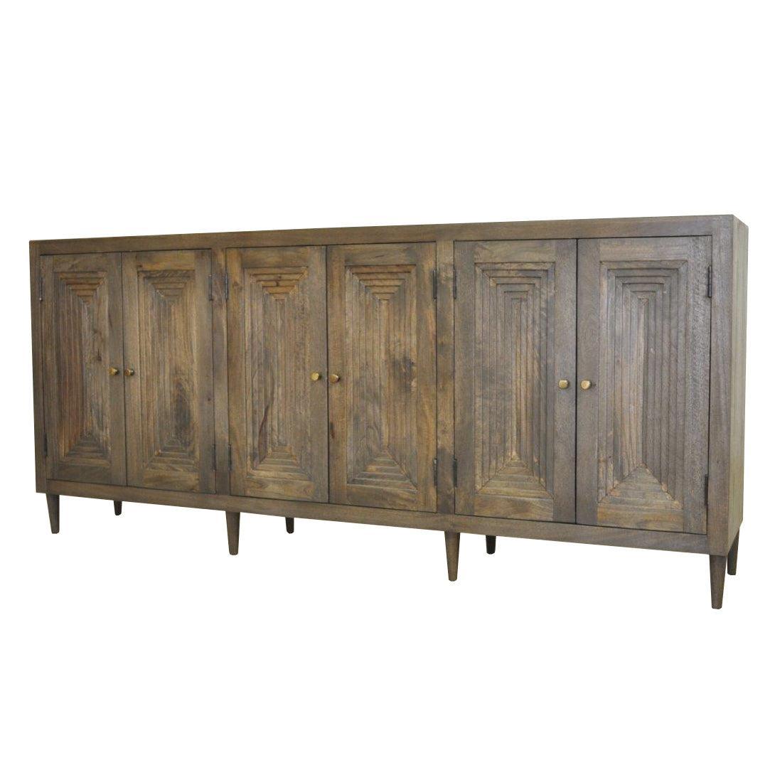 Crestview Collection Highland Park 90" x 17" x 40" 6-Door Transitional Brown Wood Sideboard