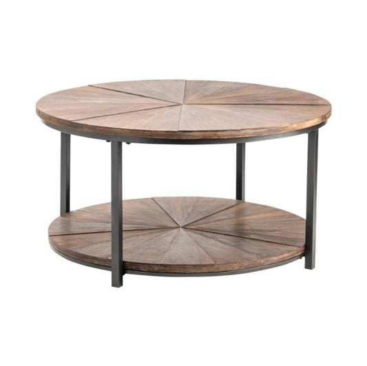 Crestview Collection Jackson 36" x 36" x 19" Rustic Metal And Rustic Wood Round Cocktail Table - CVFZR1697