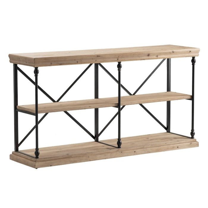 Crestview Collection La Salle 64" x 17" x 34" Rustic Metal And Wood Console In Natural Wood and Black Finish - CVFZR1499