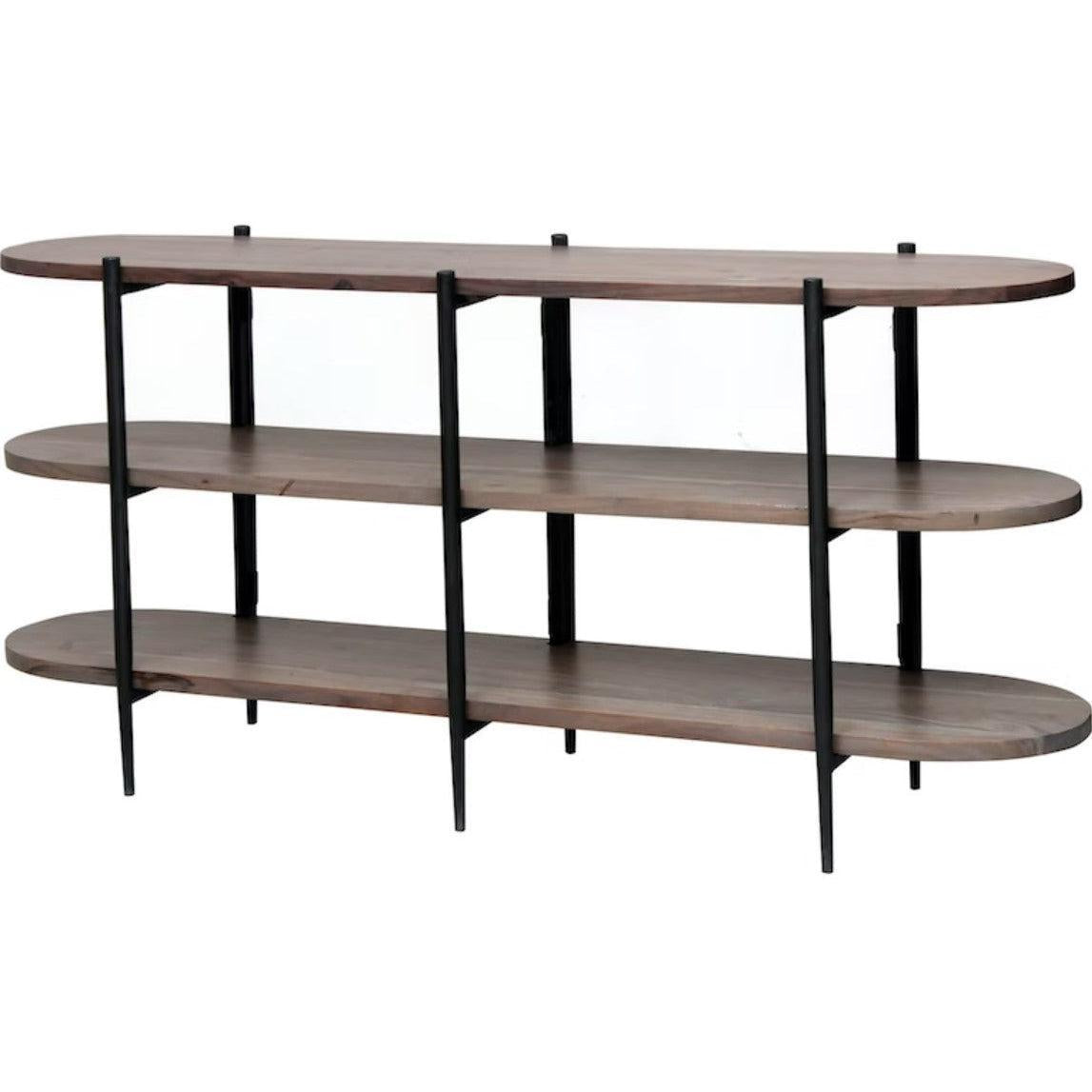 Crestview Collection Malibu 64" x 16" x 32" Rustic Metal And Wood Console Table In Brown Wood and Black Finish
