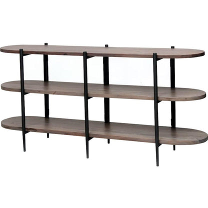 Crestview Collection Malibu 64" x 16" x 32" Rustic Metal And Wood Console Table In Brown Wood and Black Finish