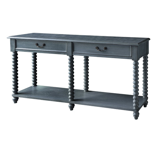 Crestview Collection Morrisey 68" x 16" x 36" 2-Drawer Traditional Wood Turned Leg Console In Slate Gray Finish - CVFZR4598