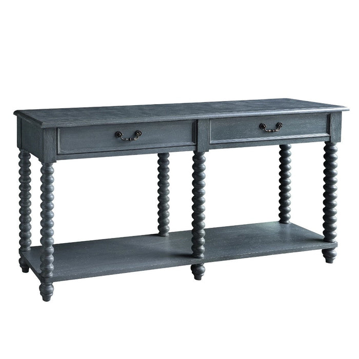 Crestview Collection Morrisey 68" x 16" x 36" 2-Drawer Traditional Wood Turned Leg Console In Slate Gray Finish - CVFZR4598