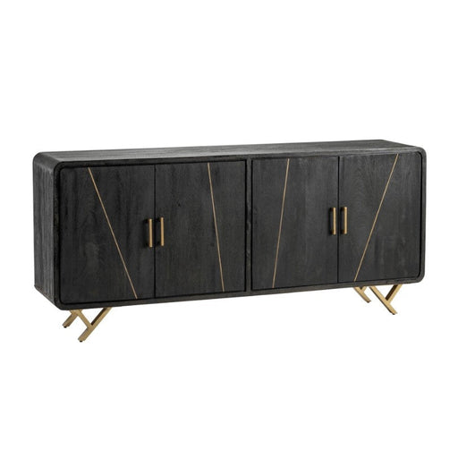 Crestview Collection Mosley 72" x 16" x 32" 4-Door Modern Black and Gold Wood And Metal Sideboard - CVFNR755