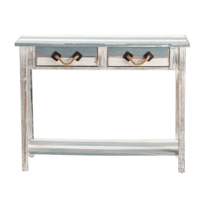 Crestview Collection Nantucket 43" x 15" x 32" 2-Drawer Coastal Rope And Wood Console In Weathered Finish
