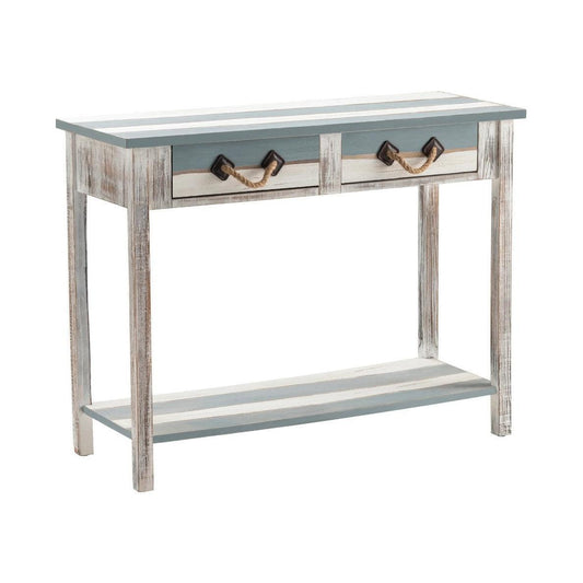Crestview Collection Nantucket 43" x 15" x 32" 2-Drawer Coastal Rope And Wood Console In Weathered Finish