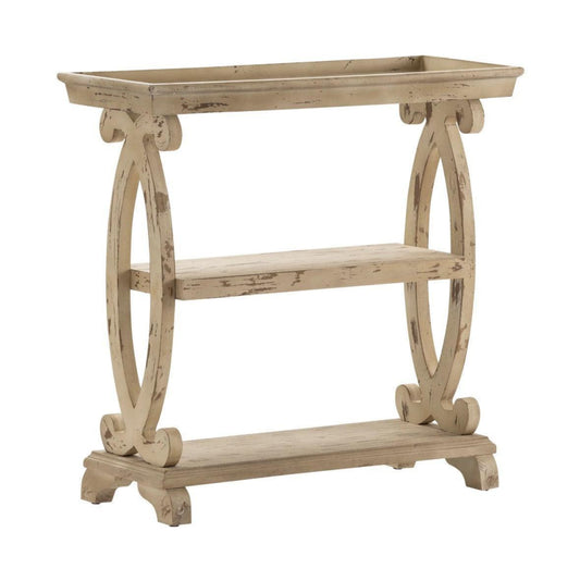 Crestview Collection Newport 36" x 14" x 34" Traditional Wood Shaped Console Table In Distressed White Finish - CVFZR1538