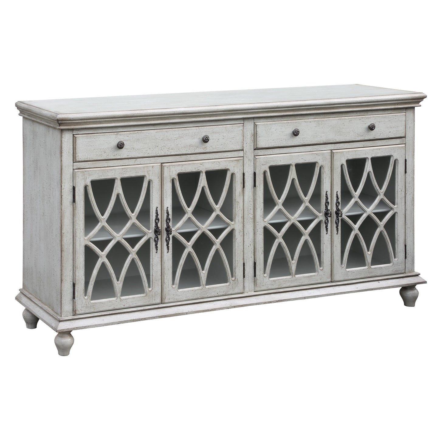Crestview Collection Paxton 72" x 18" x 39" 2-Drawer 4-Door Traditional Pale Gray Wood Sideboard  - CVFZR2175