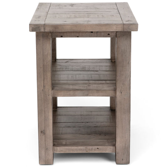 Crestview Collection Pembroke 17" x 23" x 24" Rustic Plantation Recycled Pine Rectangle Chairside Table In Distressed Gray Finish - CVFVR8027