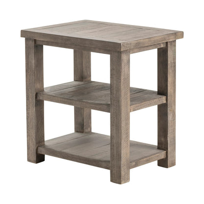 Crestview Collection Pembroke 17" x 23" x 24" Rustic Plantation Recycled Pine Rectangle Chairside Table In Distressed Gray Finish - CVFVR8027