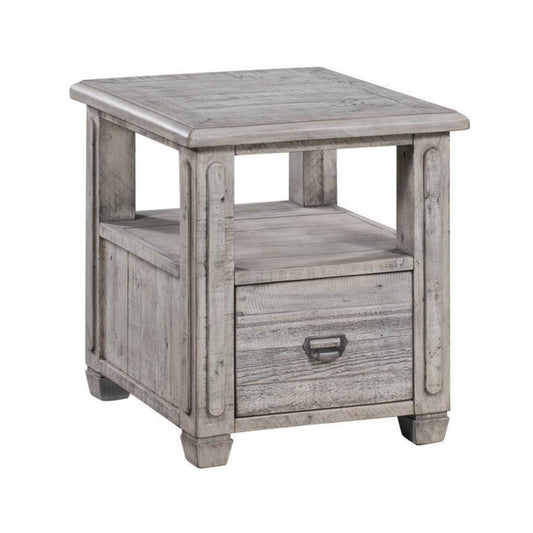 Crestview Collection Pembroke 21" x 23" x 24" 1-Drawer Occasional Plantation Recycled Pine  - CVFVR8038Rectangle End Table In White Wash Finish