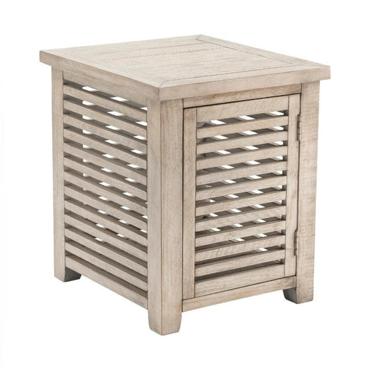 Crestview Collection Pembroke 22" x 20" x 24" 1-Door Occasional Plantation Recycled Pine Slated Rectangle End Table In Hudson Finish - CVFVR8128