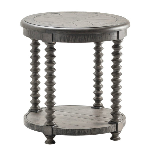 Crestview Collection Pembroke 23" x 23" x 24" Occasional Plantation Recycled Pine Turned Leg Round End Table In Distressed Gray FinishCVFVR8034CVFVR8034CVFVR8034CVFVR8034CVFVR8034- CVFVR8034