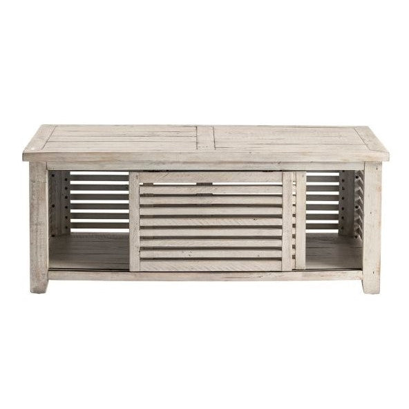 Crestview Collection Pembroke 48" x 28" x 19" Occasional Wood 2-Sliding Door Slated Rectangle Plantation Recycled Pine Cocktail Table - CVFVR8127