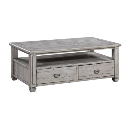 Crestview Collection Pembroke 50" x 30" x 20" Occasional Wood 2-Push-Through Drawer Rectangle Plantation Recycled Pine Cocktail Table - CVFVR8037