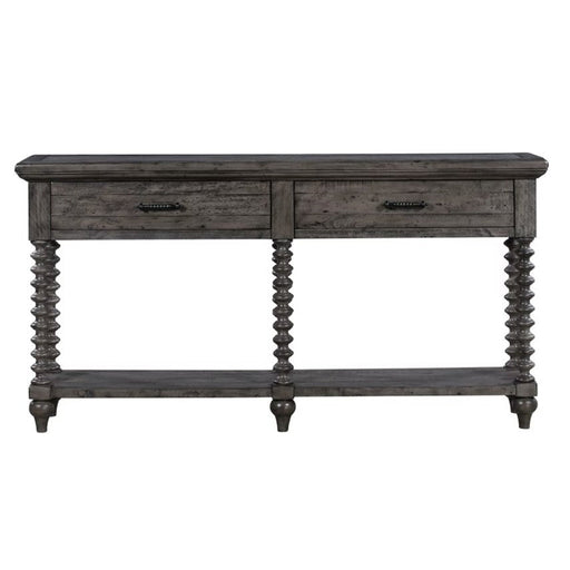 Crestview Collection Pembroke 69" x 14" x 36" 2-Drawer Occasional Plantation Recycled Pine Turned Leg Console In Distressed Gray Finish - CVFVR8035