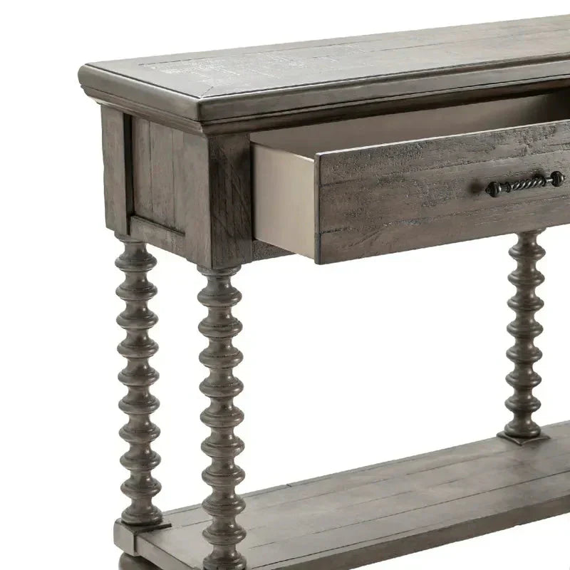 Crestview Collection Pembroke 69" x 14" x 36" 2-Drawer Occasional Plantation Recycled Pine Turned Leg Console In Distressed Gray Finish - CVFVR8035