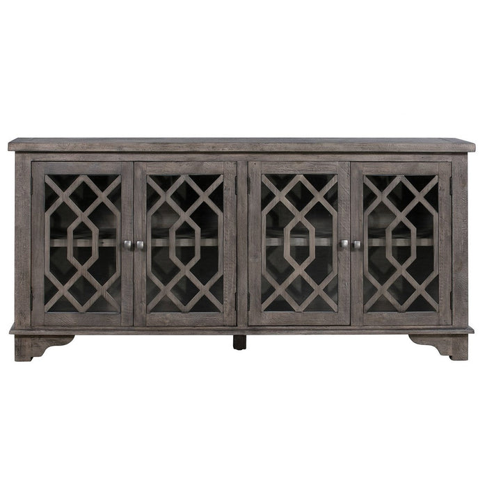 Crestview Collection Pembroke 72" x 16" x 34" 4-Door Traditional Distressed Gray Wood Plantation Recycled Pine Sideboard - CVFVR8029