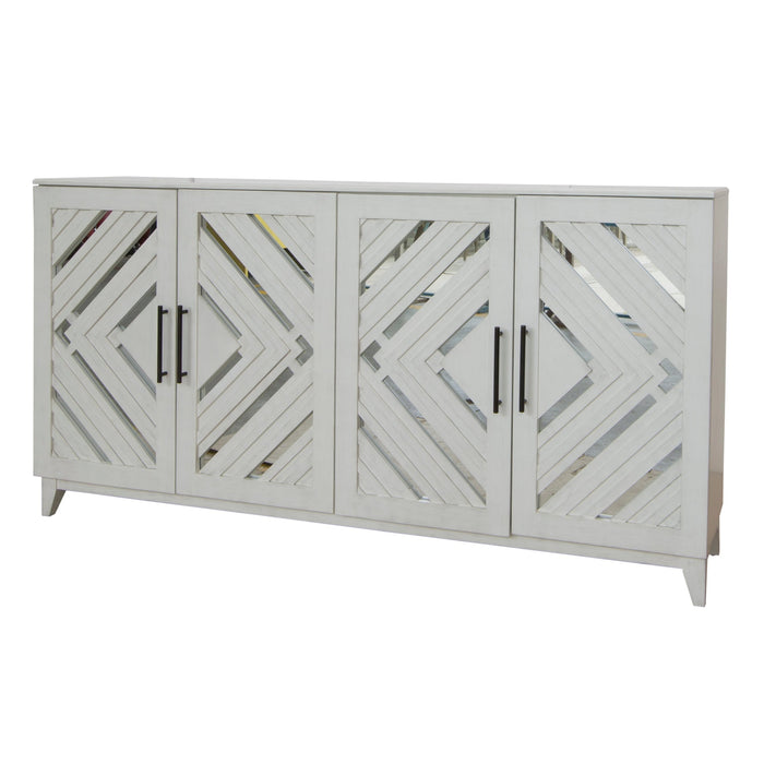 Crestview Collection Phoebe 72" x 16" x 37" 4-Drawer Traditional White Wood Sideboard - CVFVR8229