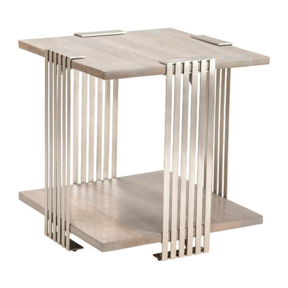 Crestview Collection Pleasant Hill 24" x 24" x 25" Occasional Metal And Wood End Table In Gray Finish - CVFNR863