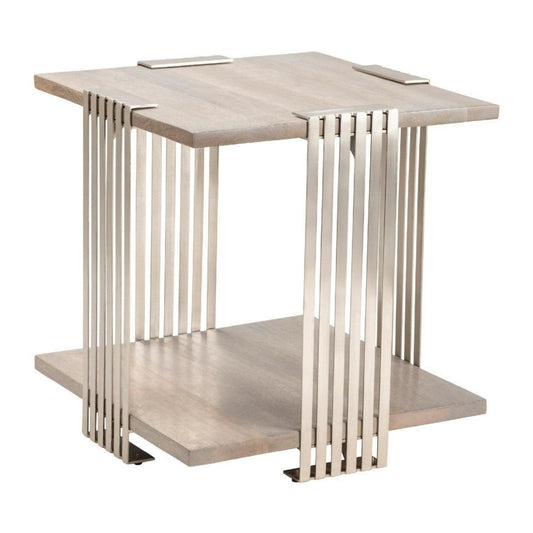 Crestview Collection Pleasant Hill 24" x 24" x 25" Occasional Metal And Wood End Table In Gray Finish - CVFNR863