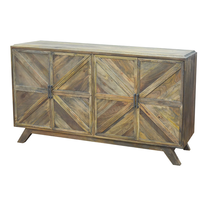 Crestview Collection Rowan 65" x 16" x 37" 4-Door Rustic Brown Wood Sideboard - CVFNR754