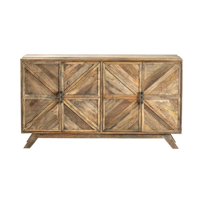 Crestview Collection Rowan 65" x 16" x 37" 4-Door Rustic Brown Wood Sideboard - CVFNR754