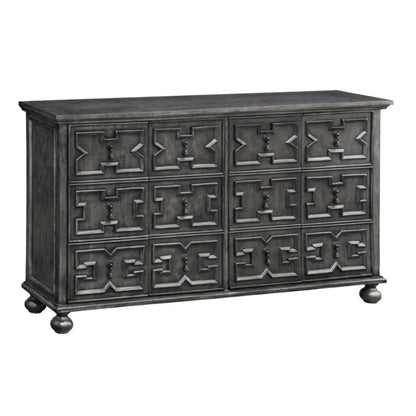 Crestview Collection Rutledge 62" x 14" x 35" 4-Door Traditional Antique Gray Wood Pattern Front Sideboard - CVFZR1800