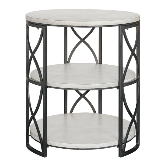 Crestview Collection Springfield 24" x 24" x 26" Traditional Metal And Wood Tiered Accent Table In Gray and Black Finish - CVFZR4104