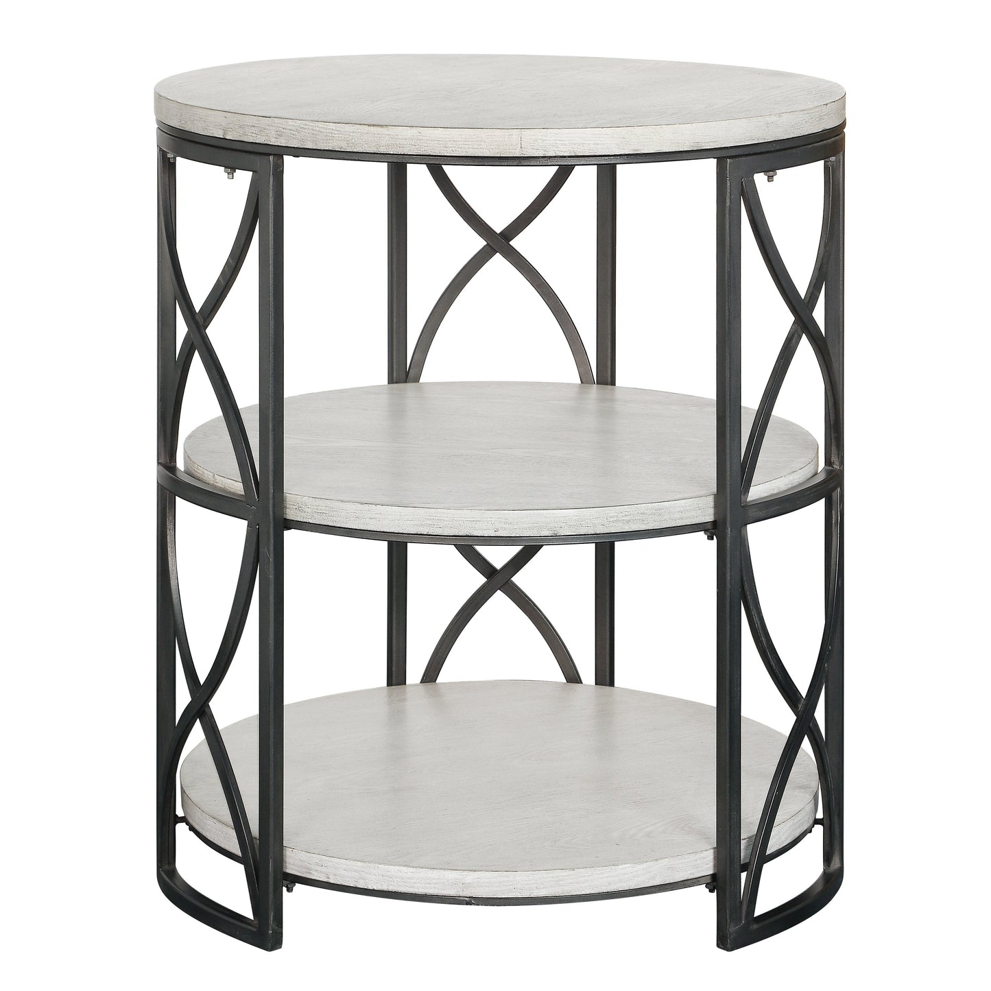 Crestview Collection Springfield 24" x 24" x 26" Traditional Metal And Wood Tiered Accent Table In Gray and Black Finish - CVFZR4104