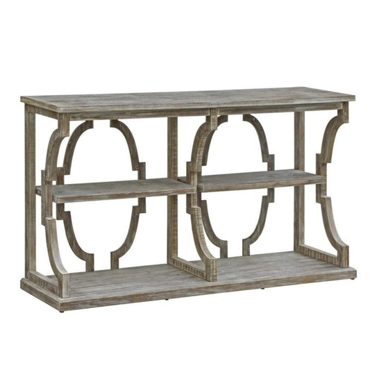 Crestview Collection Stockton 64" x 15" x 37" 3-Tier Traditional Wood Open Console In Chestnut Wash Finish - CVFZR3525