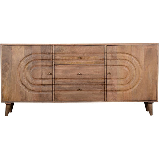 Crestview Collection Talladega 70" x 15" x 32" 2-Door 3-Drawer Transitional Brown Wood Sideboard - CVFNR846