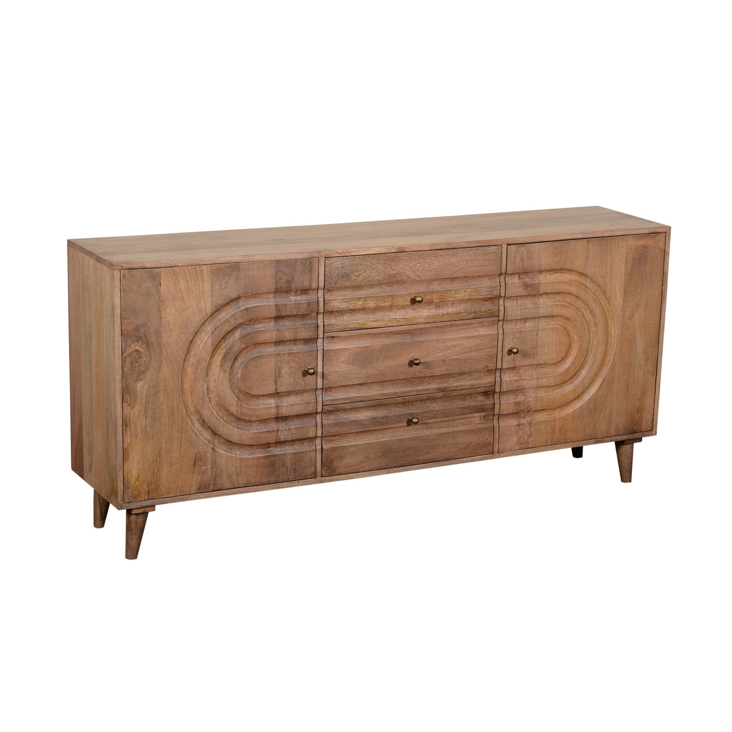 Crestview Collection Talladega 70" x 15" x 32" 2-Door 3-Drawer Transitional Brown Wood Sideboard